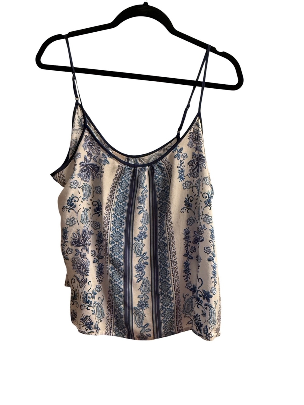 In Bloom by Jonquil Women's Blue and White Floral Stripe Tank Top, Size Large
